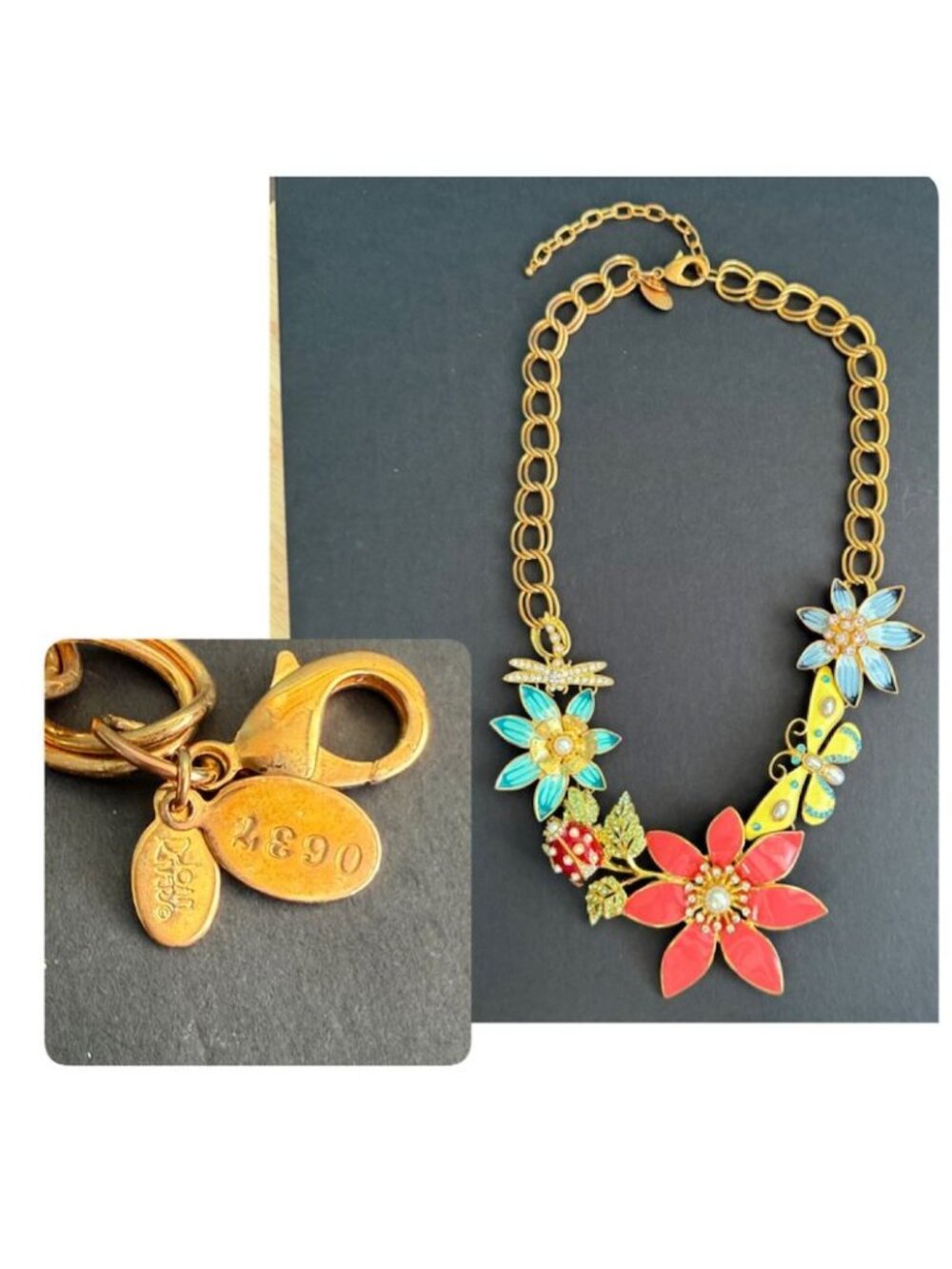 Joan Rivers Classics Collection Garden Party Gold-Tone Enamel Necklace W/ Floral - Picture 10 of 10